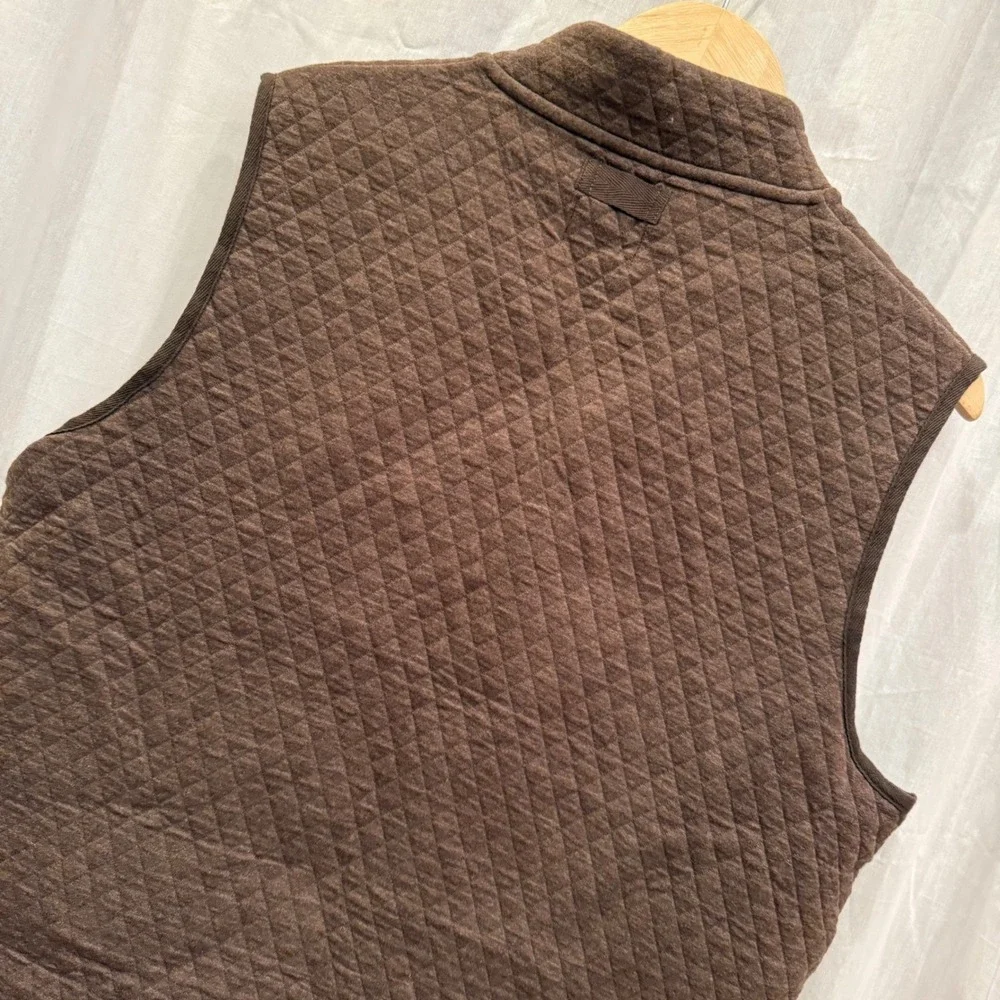 Pendleton Brown Quilted Diamond‎ Pattern Vest Snap Front Pocketed Collarless L